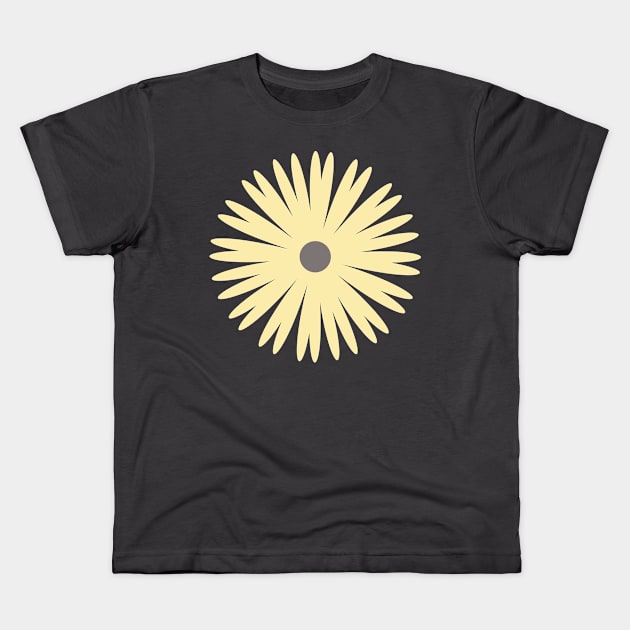 Flower 1, Minimalist Abstract Floral in Dark Taupe and Yellow Kids T-Shirt by tramasdesign